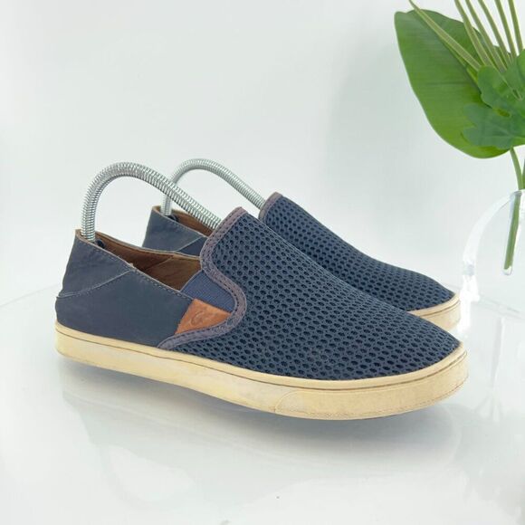 OluKai Women's Pehuea Shoe Size 9 Slip On Loafer Flats Blue Mesh Convertible - Picture 2 of 16